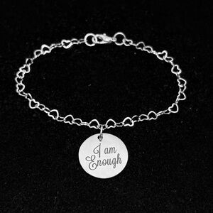 “I am Enough” Suicide Awareness heart chain bracelet